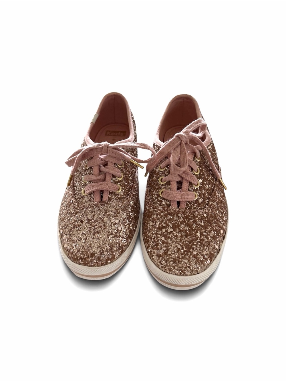 Keds Rose Gold Glitter Lace-Up Sneakers